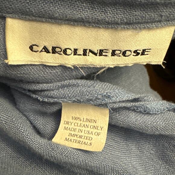 Caroline Rose Button-Down stand collar 100 % Tissue-Linen Shirt size large - Picture 9 of 11